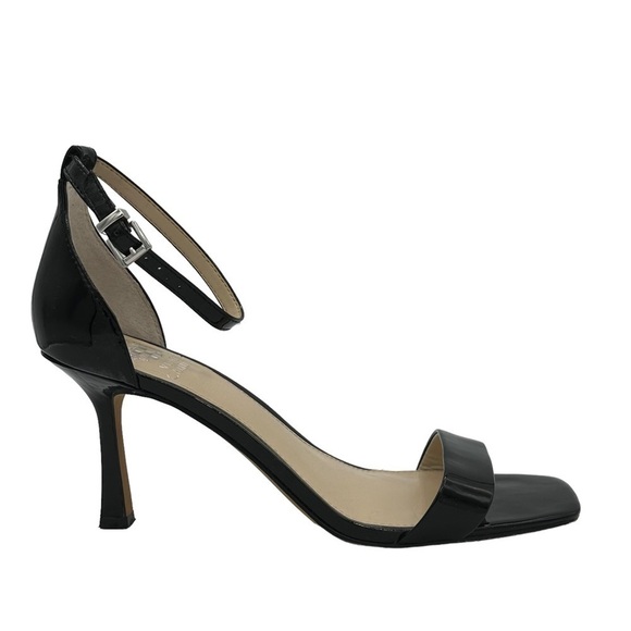 Vince Camuto Enella Ankle Strap Heeled Sandal Black Patent Leather Size 9.5 - Picture 2 of 5